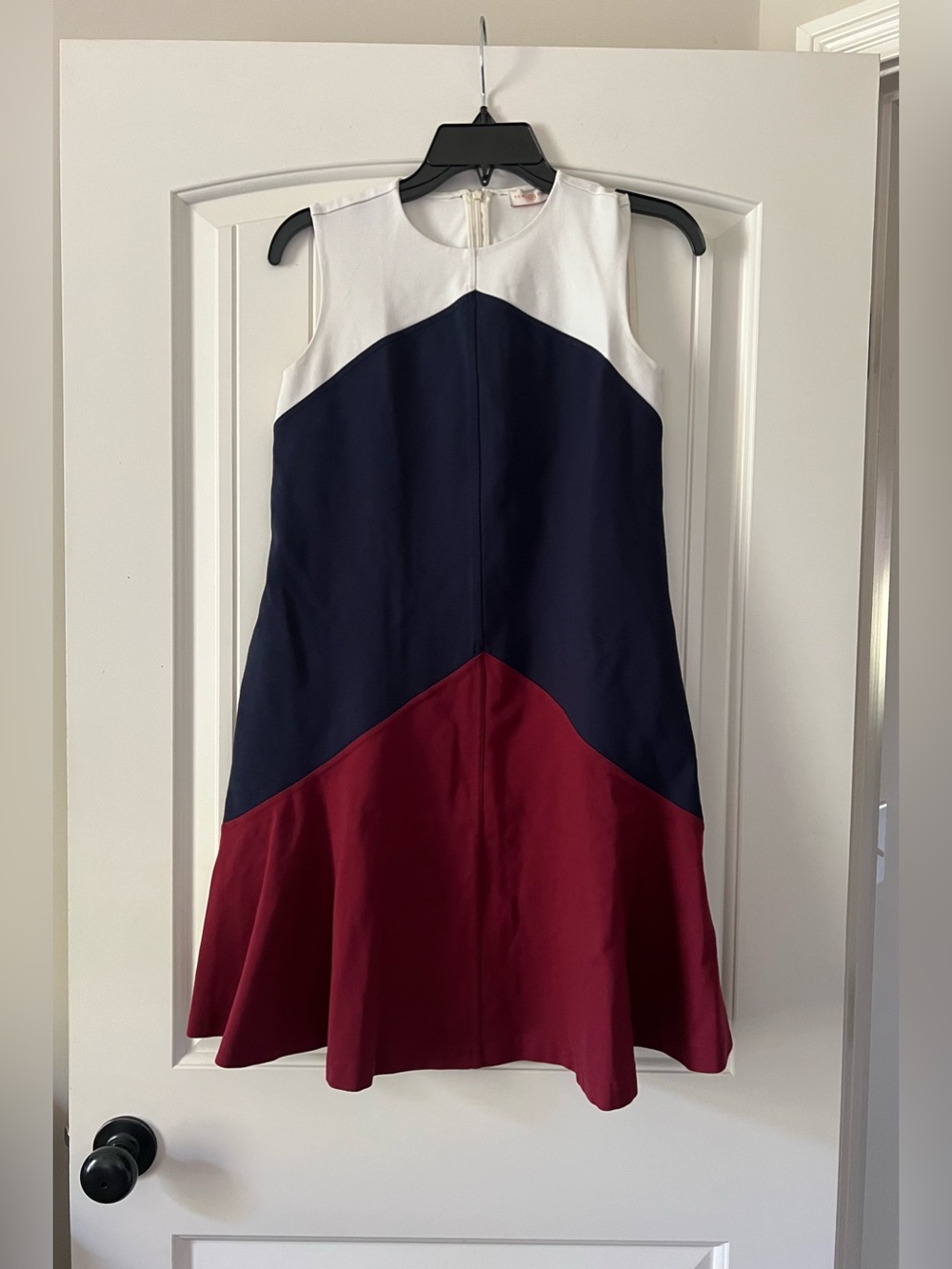 Tory Burch Willa color-block A-line Trapeze dress featuring white shoulders XS - Picture 2 of 7